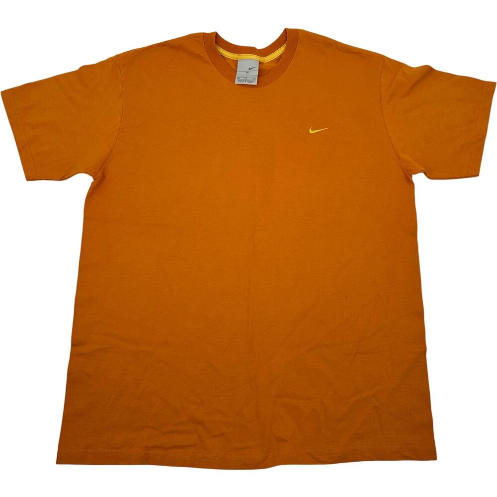 Vintage y2k men's orange embroidered Nike mini swoosh‎ t shirt silver tag sz XL